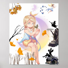 Süße Anime-Fee Prinzessin Wandkunst Poster