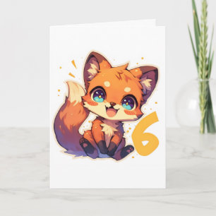 Süße Anime-Fuchs-Tier Nummer Sechs Feiertagskarte