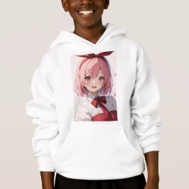 Süße Anime-Girl-Illustration mit rosa Haaren Hoodie