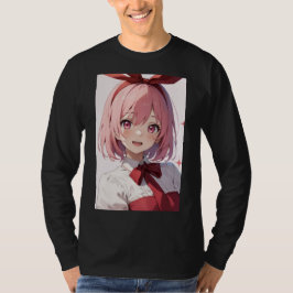 Süße Anime-Girl-Illustration mit rosa Haaren T-Shirt