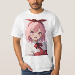 Süße Anime-Girl-Illustration mit rosa Haaren T-Shirt