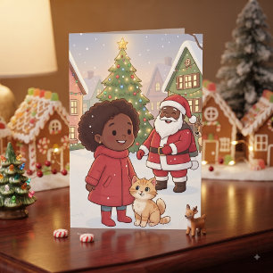 Süße Anime-Kinder-Weihnachts- und Malvorlage Karte