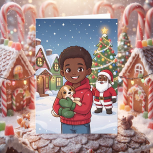 Süße Anime-Kinder-Weihnachts- und Malvorlage Karte