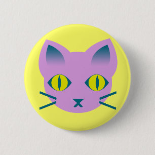 Süße Anime-Kitty-Katze Lila Blau Gold Button