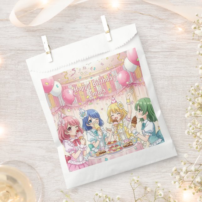 Süße Anime-Mädchen-Eiscreme-Geburtstagsfeier   Geschenktütchen (Ausgeschnitten)