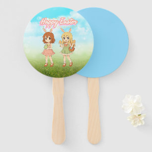 Süße Anime-Osterhasen-Mädchen Fächer