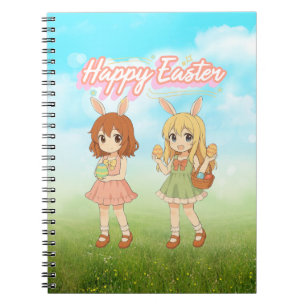 Süße Anime-Osterhasen-Mädchen Notizblock
