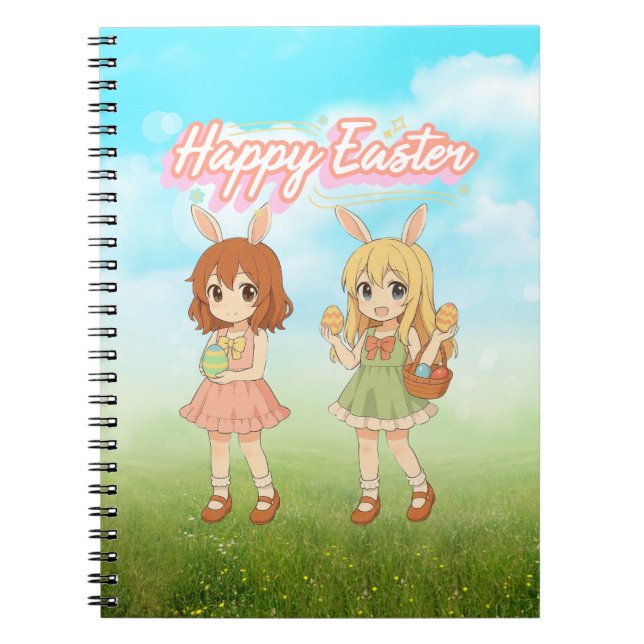 Süße Anime-Osterhasen-Mädchen Notizblock (Vorderseite)