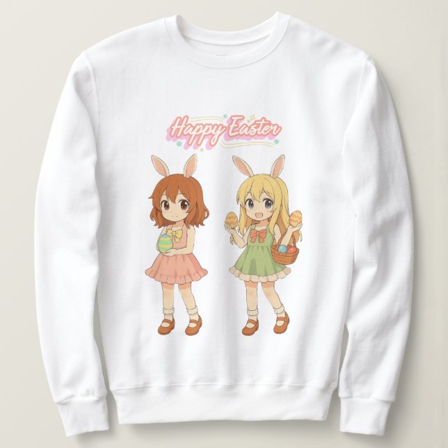 Süße Anime-Osterhasenmädchen Sweatshirt (Design vorne)