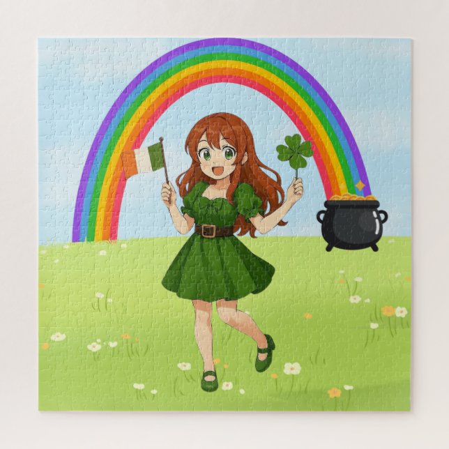Süße Anime-Rothaarige am St. Patrick's Day   (Vertikal)