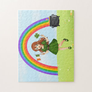 Süße Anime-Rothaarige am St. Patrick's Day