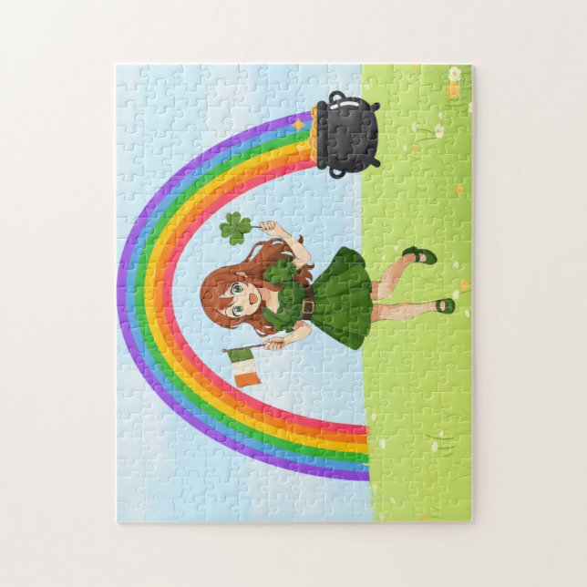 Süße Anime-Rothaarige am St. Patrick's Day   (Vertikal)