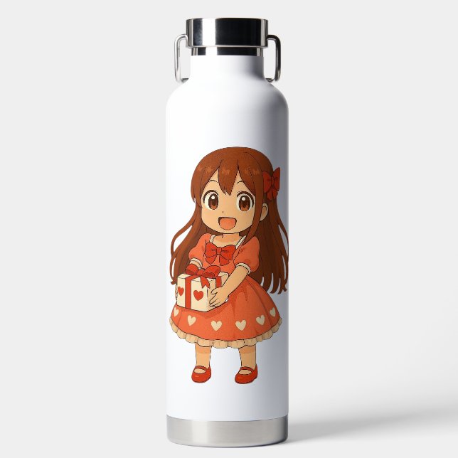 Süße Anime Valentinstag Trinkflasche (Vorderseite)