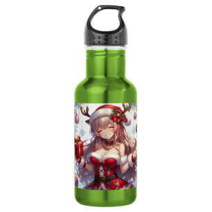 Süße Anime-Weihnachtsgirl Edelstahlflasche