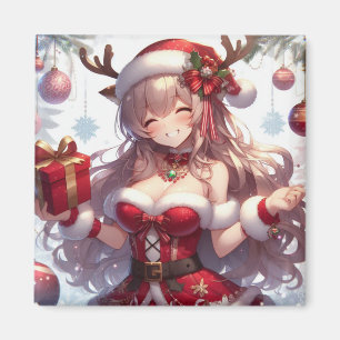 Süße Anime-Weihnachtsgirl Magnet