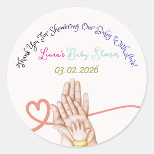Süße anpassbare Baby Shower Aufkleber Familienlieb