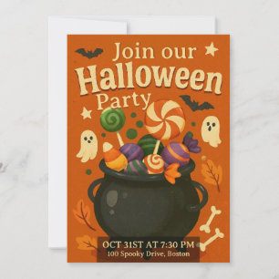 Süße anpassbare Gruselige Halloween Einladung