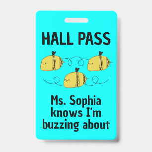 Süße anpassbare Hall-Pass-Biene Teamgeist Ausweis