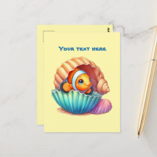 Süße anpassbare Strand Ozean Fisch Postkarte