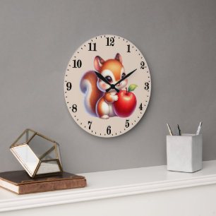 Süße Apfelliebhaber Eichhörnchen  Große Wanduhr