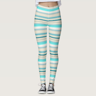 Süße aqua weiße Streifen Leggings