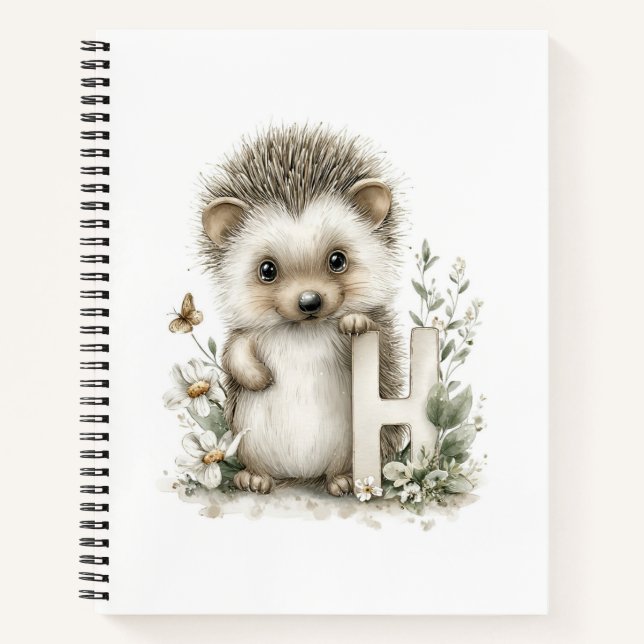 Süße Aquarell-Babytiere Alphabet Waldmurmeltier Notizbuch (Vorderseite)