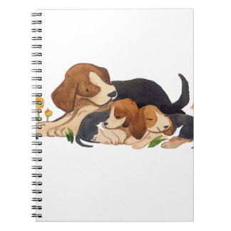 Süße Aquarell-Beagle-Welpen und Schmetterlingsspir Notizblock