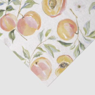 Süße Aquarell-Blatt-Pfirsich-Botanik Seidenpapier