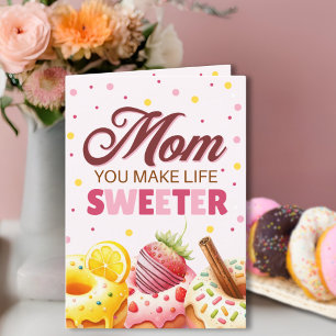 Süße Aquarell-Donut-Mama, du machst das Leben süße Karte