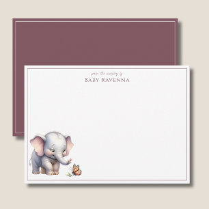 Süße Aquarell-Elefanten-Babyzimmer Danke schön Mitteilungskarte