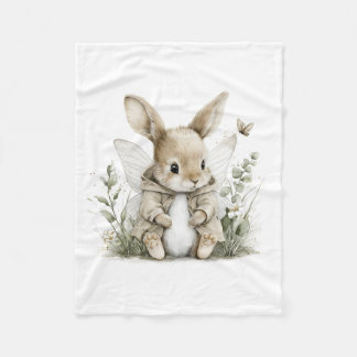 Süße Aquarell-Fee-Hasen-Illustration Fleecedecke