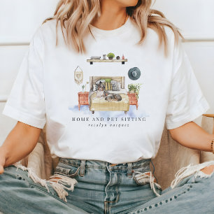 Süße Aquarell-Haus- und Haustiersitter-Dienstleist T-Shirt