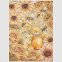 Süße Aquarell-Honigbienen und Sonnenblumen auf Per