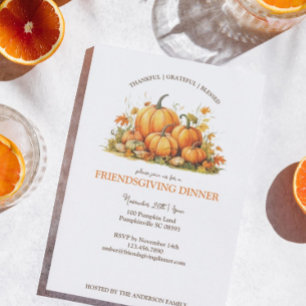 Süße Aquarell-Kürbisse Friendsgiving Erntedankfest Einladung