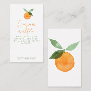 Süße Aquarell-Orange-Windel-Raffle-Baby-Party Begleitkarte