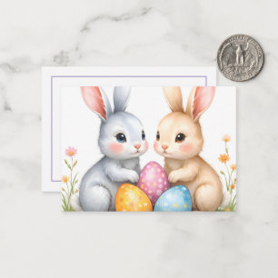 Süße Aquarell-Osterhasen Frohe Ostern Mitteilungskarte