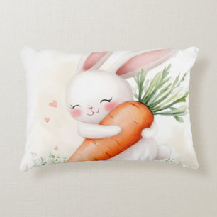 Süße Aquarell-Osterhasen-Karotte Dekokissen