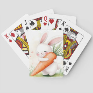 Süße Aquarell-Osterhasen-Karotte Spielkarten