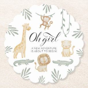 Süße Aquarell-Safari-Dschungel Oh Mädchen Baby Sho Untersetzer