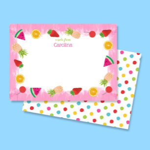 Süße Aquarellfrüchte & Punkte Rosa Schreibwaren Dankeskarte