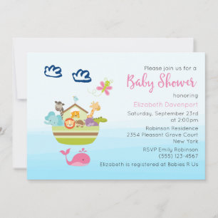 Süße Arche für Dschungeltiere - Baby Shower Einladung