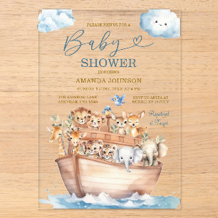Süße Arche-Noah-Geschlechtsneutrale-Boho-Baby-Part Acryleinladungen