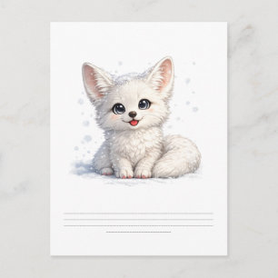 Süße Arktischer Fuchs Kuschelig Positive Vibes Des Postkarte