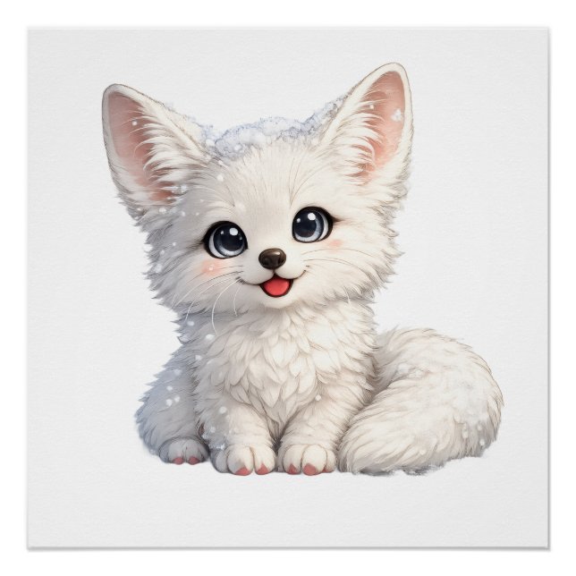 Süße Arktischer Fuchs Kuscheliges Design mit posit Poster (Vorderseite)