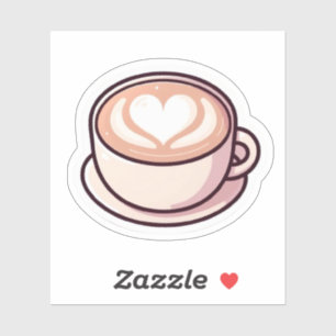 Süße ästhetische Latte Art Herz Kaffeetasse Aufkl Aufkleber
