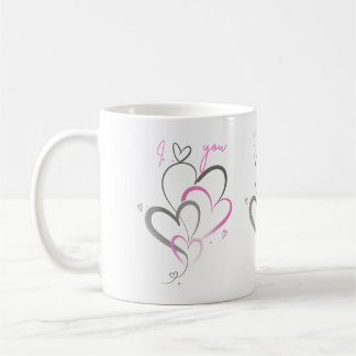 SÜSSE ÄSTHETISCHE ROSA HERZEN ICH LIEBE DICH KAFFE KAFFEETASSE