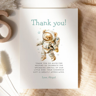 Süße Astronaut-Bär-Baby-Shower-Dankeskarten Einladung
