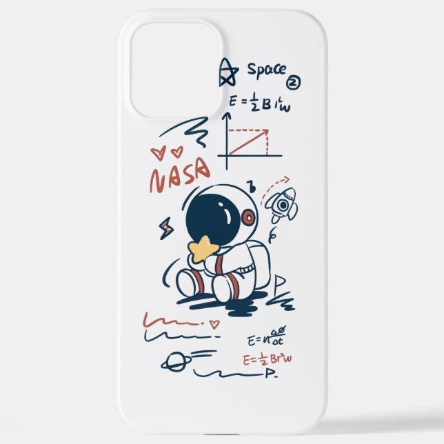 Süße Astronaut Weltraum Cartoon iPhone Hülle (Rückseite)