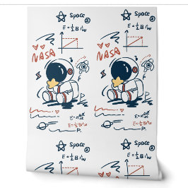 Süße Astronaut Weltraum Cartoon Kinderzimmer Tapet Tapete