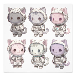 Süße Astronauten-Katzen-Crew – Kawaii Weltraumkatz Fotodruck